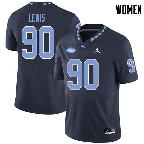 Jordan Brand Women #90 Gavin Lewis North Carolina Tar Heels College Football Jerseys Sale-Navy